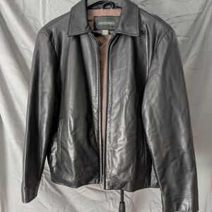Banana Republic Men's Black Leather Bomber Jacket